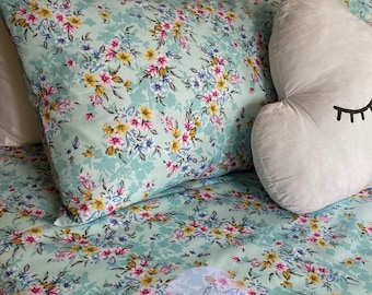 Floral Bettwäsche Set Flachbett Umschlag Verschluss Kissenbezüge Vintage Style Soft Cotton Schlafzimmer Dekor