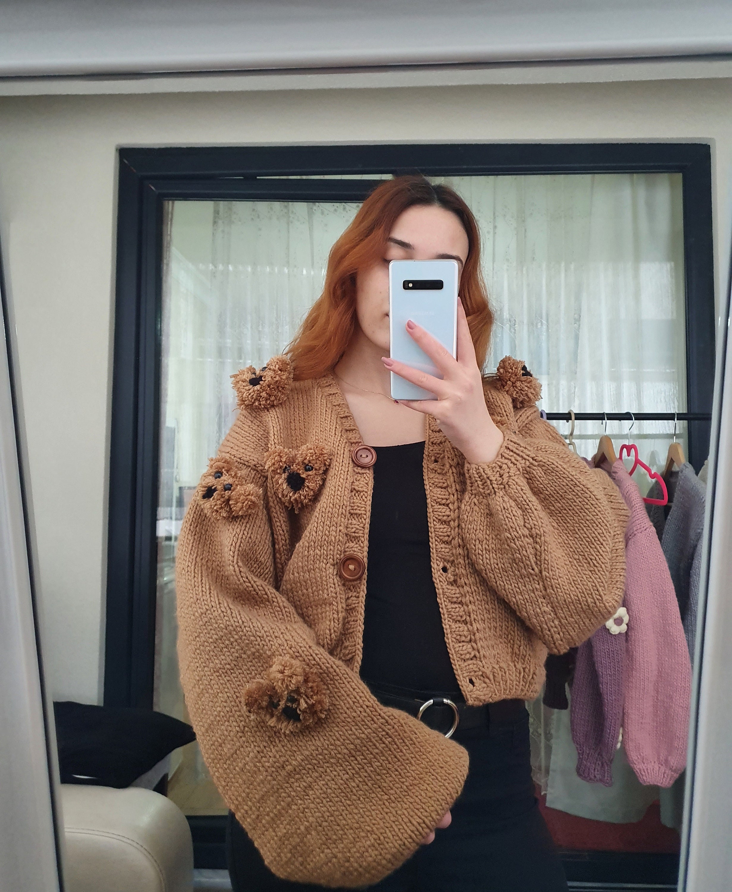 Chunky Teddy Bear Cardigan, Fluffy Oversized Cardigan