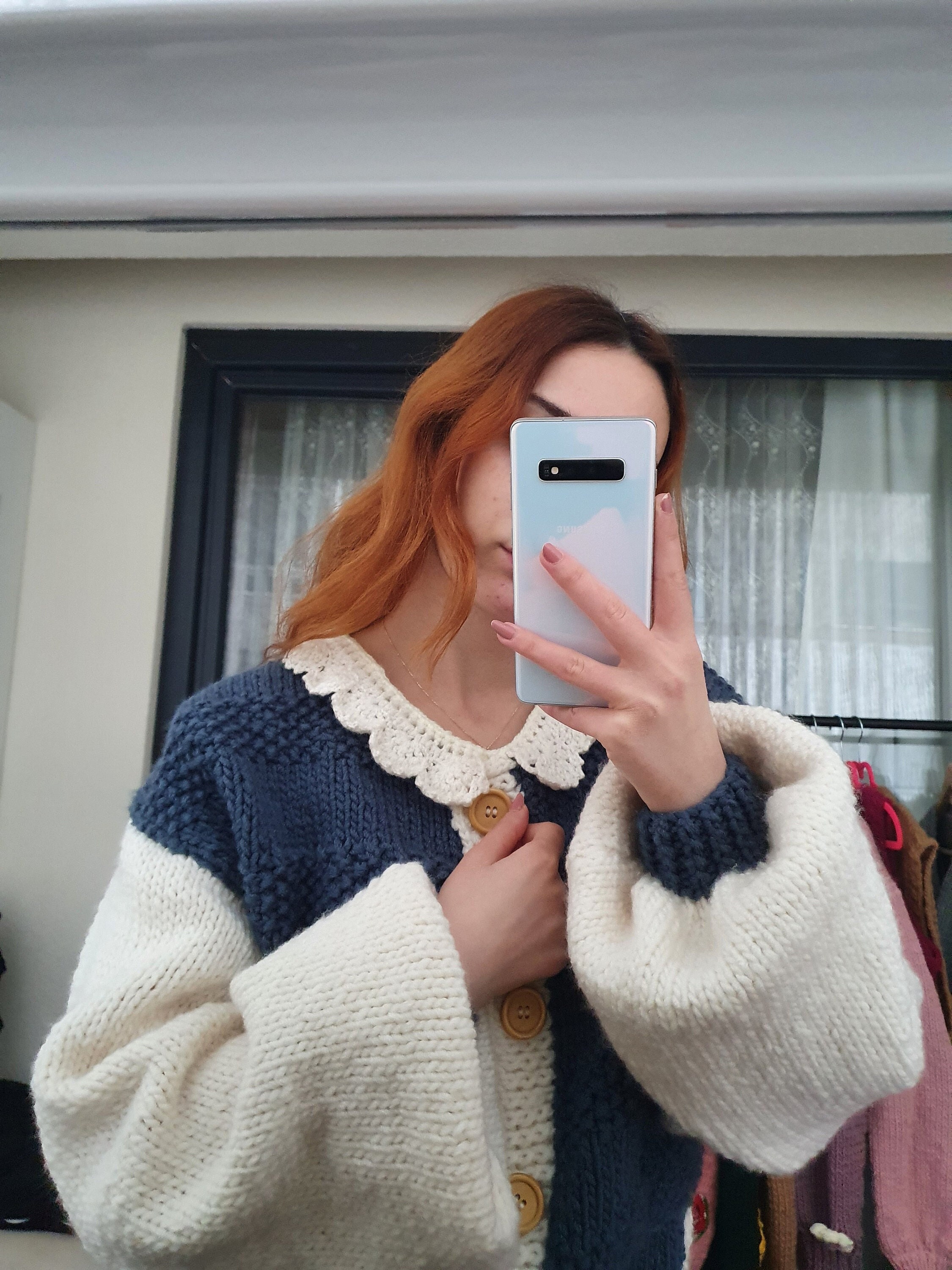 Lace Collar Cardigan Extra Balloon 