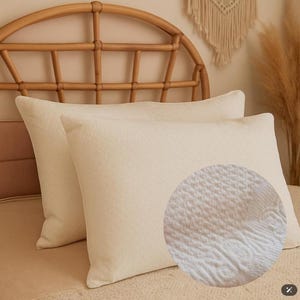Quilted Microfiber Pillow Protector with Zipper, Soft Hypoallergenic Pillow Cover, White Bedding Essential, Cozy Home Bedroom Decor