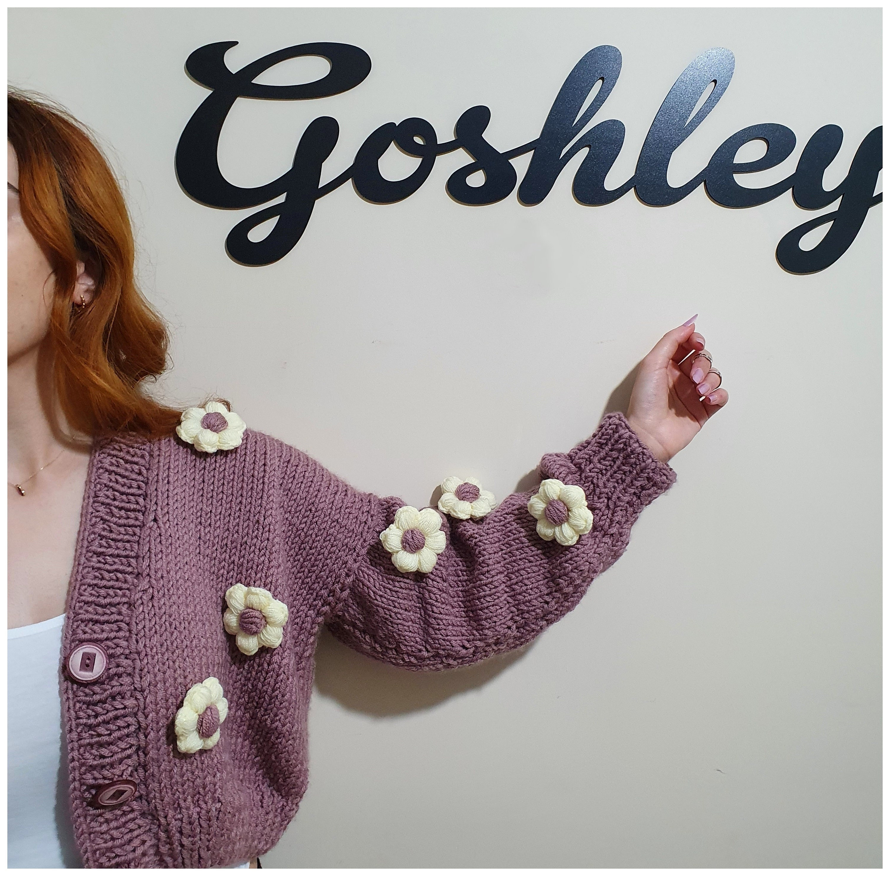 Knit Daisy Flower Crochet Cardigan | Crop Top Sweater for