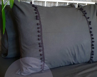 Schwarze Flachdecke Set Umschlag Verschluss Kissenbezüge Minimalistische Bettwäsche aus weicher Baumwolle Schlafzimmer Dekor