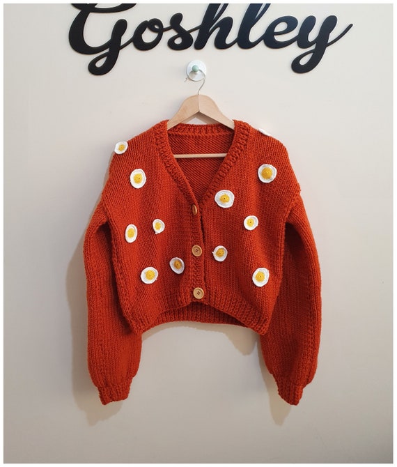 3D Omelette Crochet Cardigan Orange 