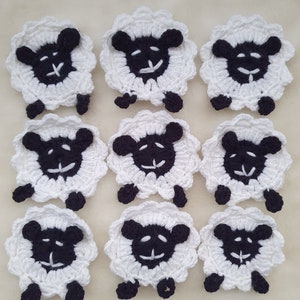 Sheep Crochet Applique Set, Handmade Lamb Patches, Farm Animal Decor