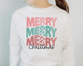 Merry Christmas Youth Crewneck Sweatshirt, Kids Matching Christmas Shirt, Toddler Christmas Tee, Kids Christmas T-Shirt, Kids Christmas