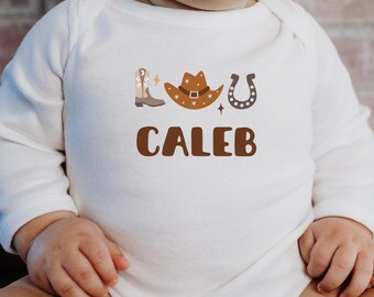 Personalized Western Baby Onesie, Cowboy Outfit, Cowgirl Onesie, Farm Baby Gift, Coming Home Outfit, Cute Baby Outfit, Baby Shower Gift