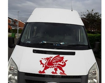 large 23 x 16 welsh dragon wales vinyl car bonnet side sticker decal wall art animal  graphic silhouette van lorry motorhome campervan cymru