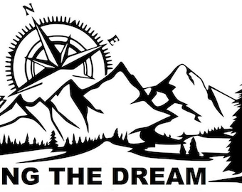 LARGE 23&quot; mountain compass car bonnet side sticker vinyl graphic off road adventure motorhome caravan touring van campervan wall art decal
