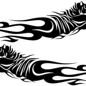 2x EXTRA LARGE 36&quot; car bonnet side stickers tiger flames vinyl graphics decals jeep quad warrior land rover discovery range rover suv van