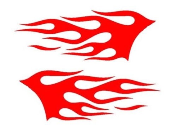 Pair Car Flames Decals Car Bonnet Side Stickers Decal Wall Art