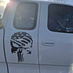 punisher skull car bonnet side sticker van vinyl graphic decal sign wall art door american flag decal
