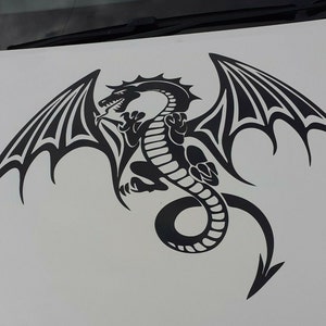 large 22 x 22 dragon decal vinyl car bonnet side dragon sticker decal wall art animal  graphic silhouette van lorry motorhome campervan