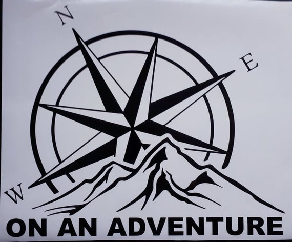 mountains and compass for car window decal