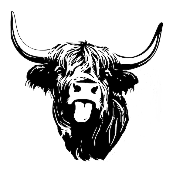 scottish highlands highland cow bull wall art decal car van bonnet vinyl side sticker hood vinyl graphic window van sign motorhome campervan