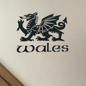 Welsh Dragon sticker Wales sticker vinyl auto motorkap zijsticker sticker muur kunst grafisch silhouet van vrachtwagen camper campervan cymru