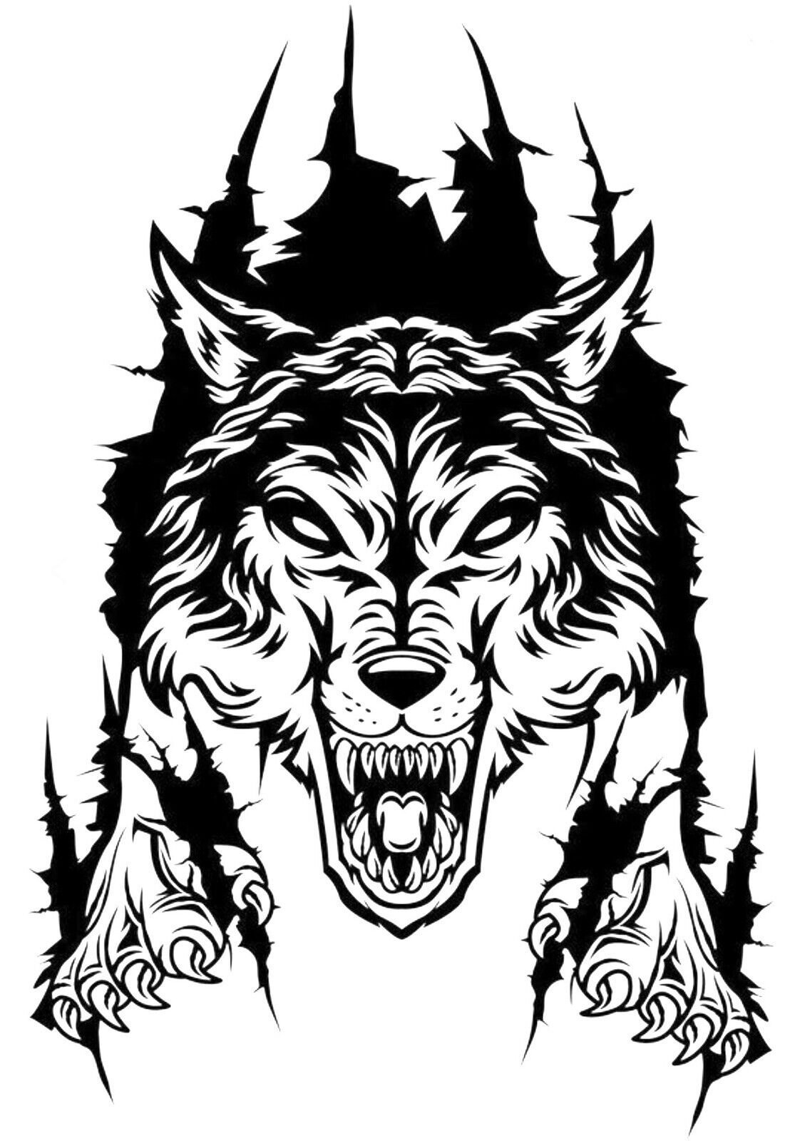 Sticker Tête De Loup 35x30 Cm Pour Voiture - Vinyl Allemand