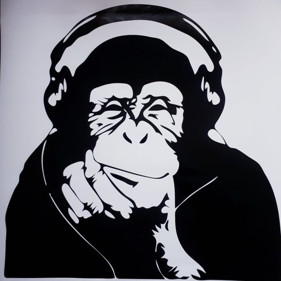 Banksy Thinking Monkey Sticker - Art Vinyl Street Dj Baksy Wall Decal