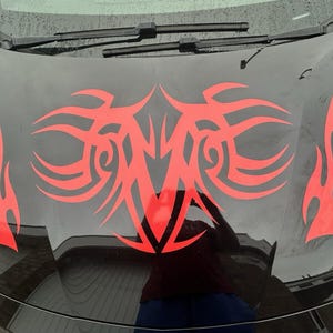 3pcs pair of car flames decals and tribal centre piece car bonnet side stickers decal  vinyl graphic body panel sign rally flames racing