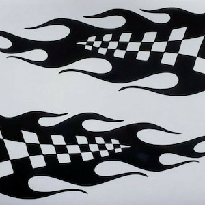 car flames decal racing flag sticker pair for left and right side car side decals graphics rally race flames