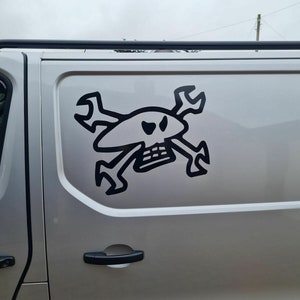 LARGE 23x18&quot; inch skull spanners car bonnet side sticker van vinyl graphic decal racing mechanic race sport wall art