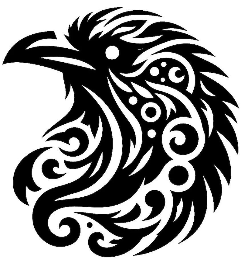 Viking Raven Head Bird Runic Rune Wall Art Vinyl Decal Car Bonnet ...