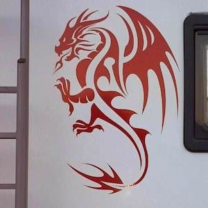 dragon decal sticker vinyl car bonnet side sticker decal wall art graphic silhouette van lorry motorhome campervan tribal dragon