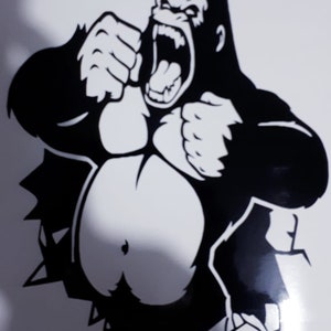 gorilla break out car bonnet side sticker decal wall art decal vinyl graphic window door body panel van sign motorhome camper campervan fun