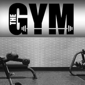 XL extra großer 36 x 23 h Zoll Gym Vinyl Sticker Aufkleber Wand Kunst Grafik Schaufenster Fitness Training Bodypainting Gewichte Spruch