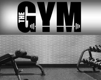 large 30 x 16 inch the gym vinyl sticker decal wall art  graphic  shop window fitness training bodybuilding weights sign quote