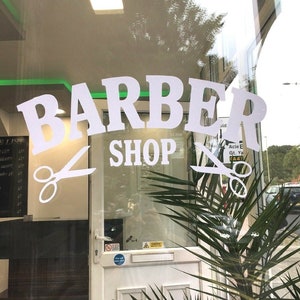 barber shop window scissors wall art decal vinyl graphic sticker salon decor hairdressers door advertising sign barbers mens sign
