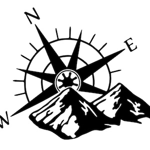 mountain compass car bonnet side sticker vinyl graphic off road adventure travel motorhome caravan touring van campervan wall art decal
