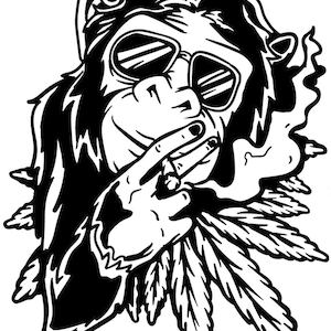large 23x18&quot; inch cheeky thinking monkey dj headphones music vinyl sticker decal wall art decal graphic window  car van bonnet side sign fun