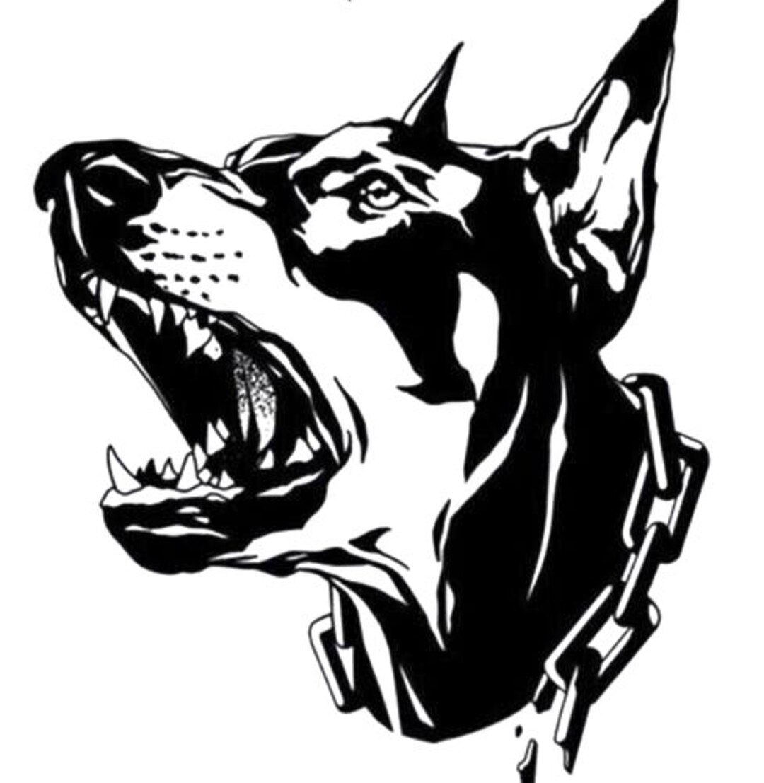 Doberman Guard Dog K9 Security Car Van Bonnet Vinyl Side Sticker Wall ...