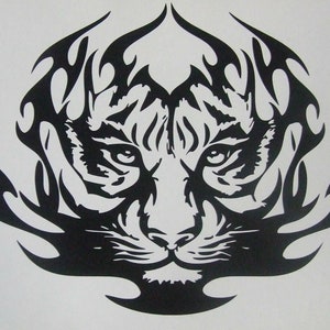 large 23 x18  lion car bonnet side sticker flames decal wall art animal safari jungle graphic