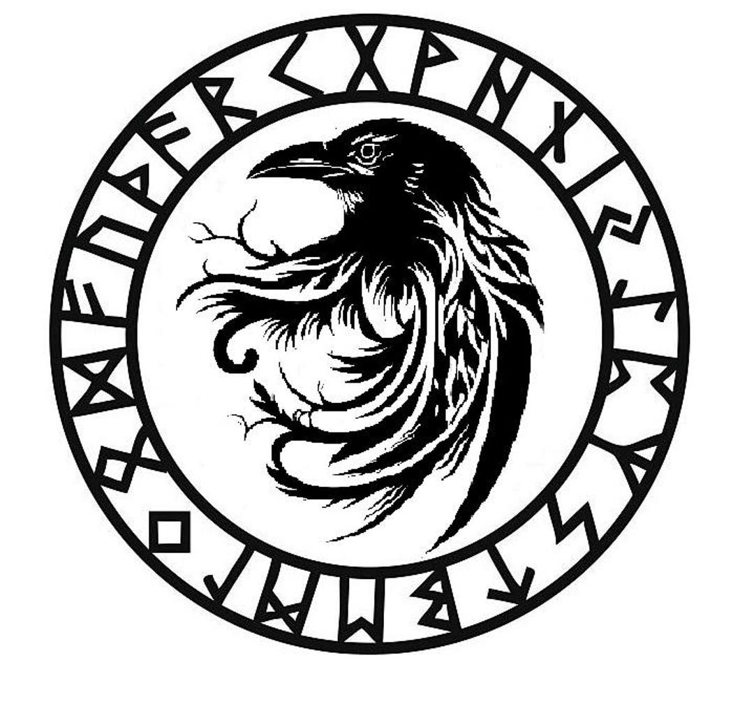 Viking Raven Bird Compass Runic Rune Wall Art Vinyl Decal Car Bonnet ...