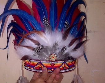 5pcs Handmade Papuan Tribal Hat with Rooster Feathers | Indonesian Ethnic Accessory for Adults & Kids