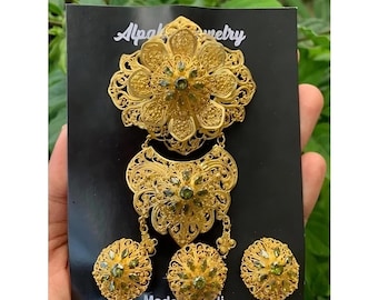 Balinese Alpaca Brooch Set: Indonesian Jewelry