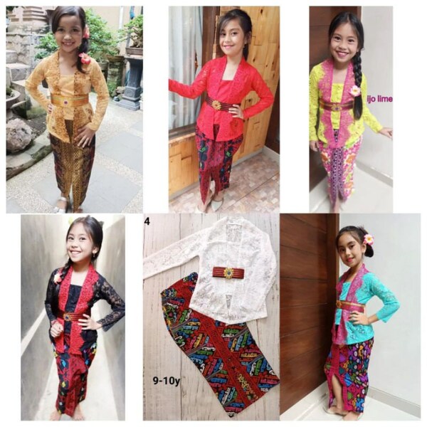 Kebaya for girls l kebaya dress for wedding or formal event made of brocade and batik fabric, long sleeve and square neck, abstract pattern