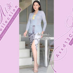 Kebaya only | indonesian women modern kebaya dress for weddings, made of brocade, long sleeve and square neck