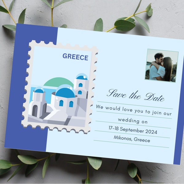 Save The Date, Destination Wedding Digital Save the Date Digital Download, Smartphone, Greece, India, Italy, Personalised