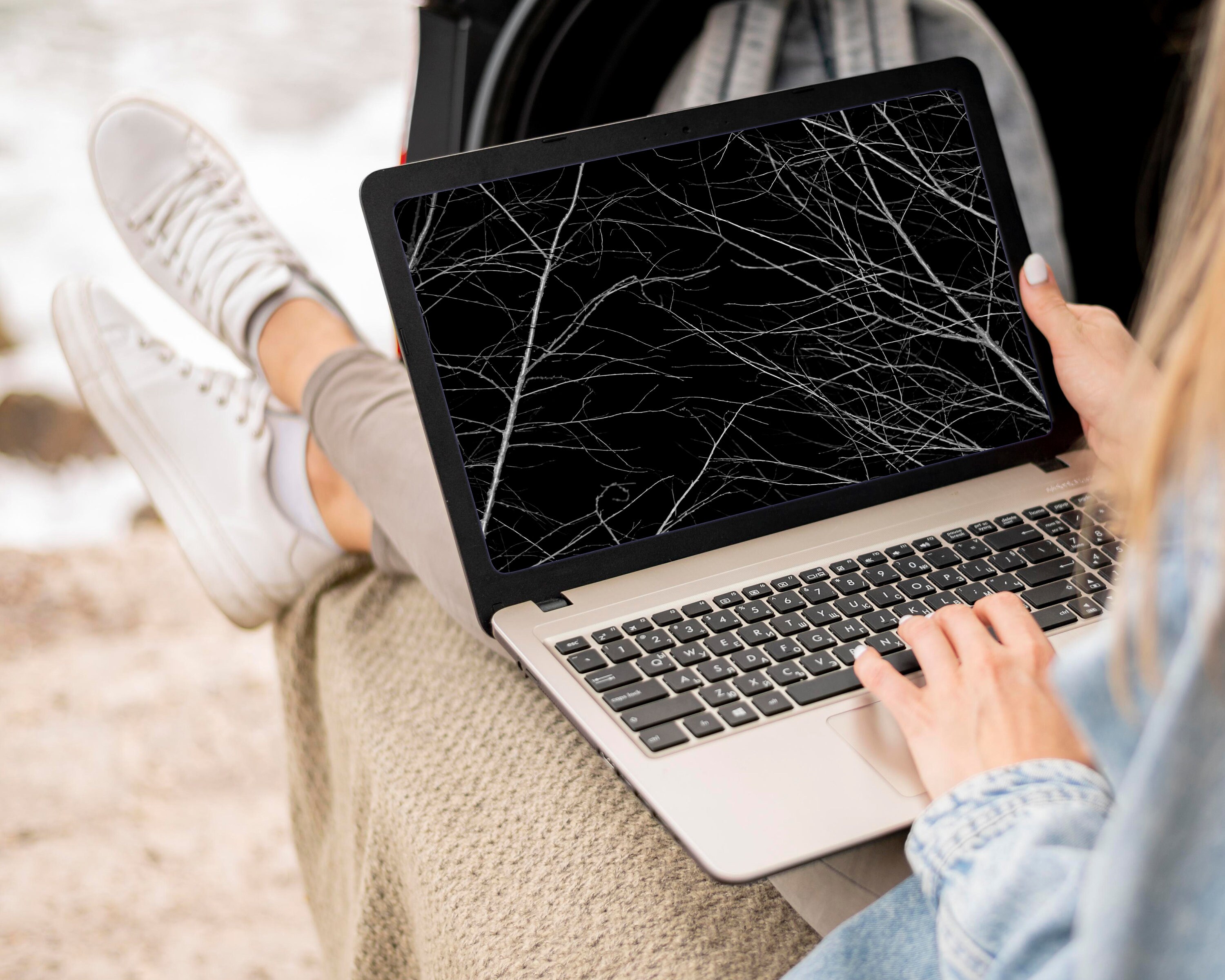 Abstract MacBook Wallpaper, Black and White Laptop Background, Minimal