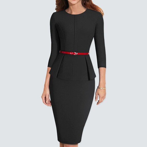 Autumn Formal Peplum Office Dress 