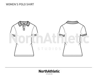 WOMEN'S POLO SHIRT - Fashion Vector Drawing, Flat Sketch, for adobe Illustrator.