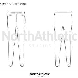 WOMEN&#39;S TRACK PANT - Fashion Vector Drawing, Flat Sketch, for Adobe Illustrator