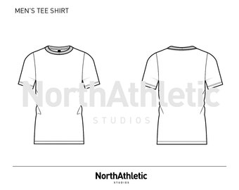 T-shirt - SVG - Vector CAD - Mens Tshirt Technical Drawing, Flat