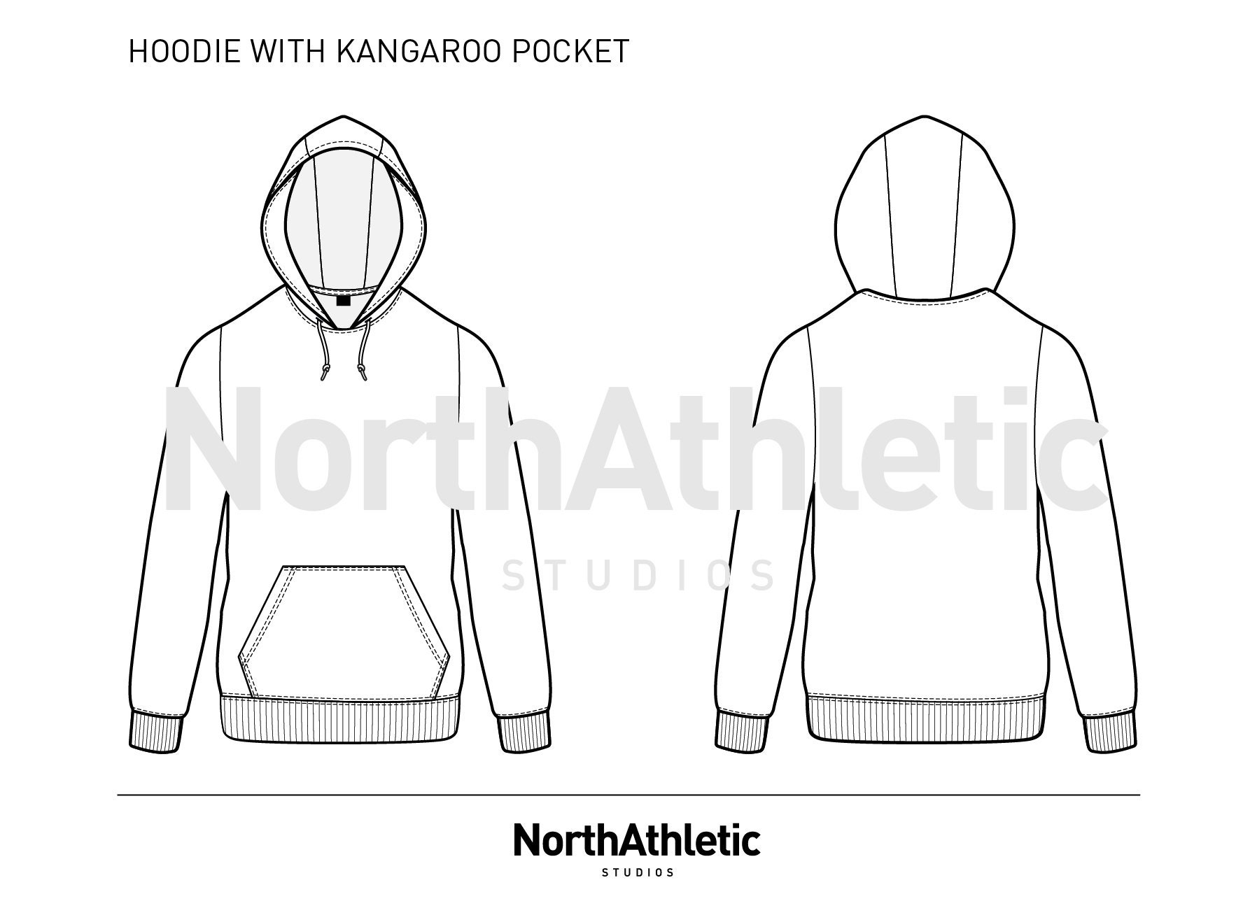 HOODIE With KANGAROO POCKET Fashion Vector Drawing Flat - Etsy