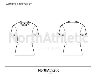 WOMEN'S COTTON TEE - Fashion Vector Drawing, Flat Sketch, for adobe Illustrator