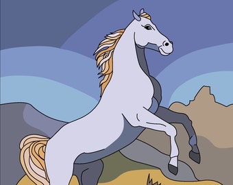 Wild Horses - 32 printable coloring pages - Horse coloring book - Instant download - PDF