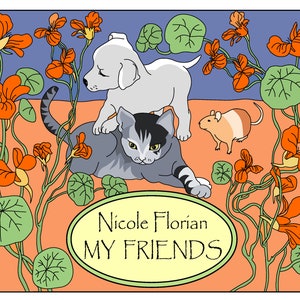 My Friends - 32 printable coloring pages - Cat & dog coloring book - Instant download - PDF