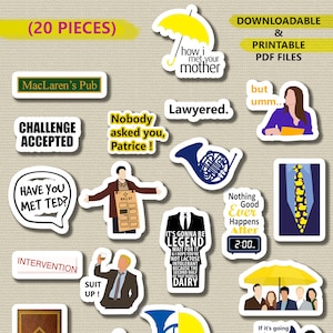 Himym TV Show Sticker Pack | Ted Robin Barney Lily Marshall | Printable Sticker | Inspired Sticker Set
